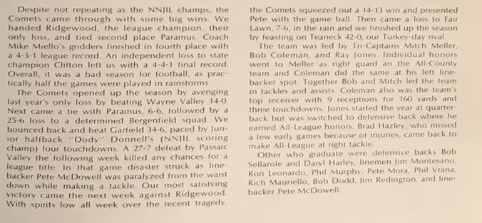 Peter McDowell Football Yearbook Write Up 